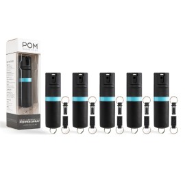 POM Premium Pepper Spray Keychain, Quick Release Access Flip Top Safety, Police Grade OC Formula with UV Marking Dye, 25 Precision Bursts, 10 Foot Effective Range, Made in USA