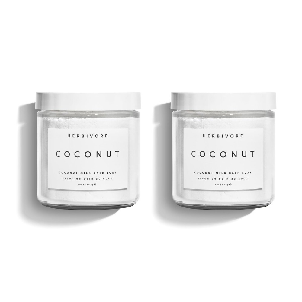 HERBIVORE Coconut Milk Bath Soak | Deeply Hydrating + Skin Softening, Soothing Light Coconut Scent, Vegan, Plant-Based, 237 mL / 8 oz (2-pack)