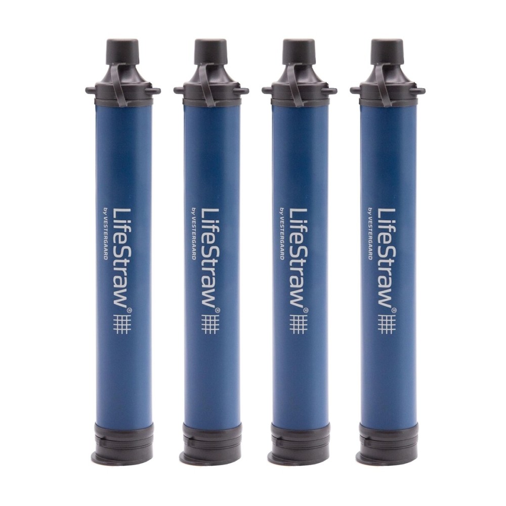 LifeStraw Personal Water Filter for Hiking, Camping, Travel, Emergency Preparedness, and Disaster Relief, 4 Pack, Navy