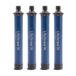 LifeStraw Personal Water Filter for Hiking, Camping, Travel, Emergency Preparedness, and Disaster Relief, 4 Pack, Navy