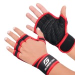 Glaring Way Workout Gloves for Men Women, Padded Weight Lifting Gloves with Wrist Wraps Support, Full Palm Protection, Grip for Gym Training, Fitness, Weightlifting, Exercise (Red, Small)
