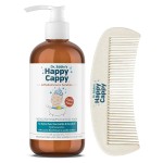 Happy Cappy Cradle Cap Medicated Shampoo and Body Wash with Comb - Baby Dandruff Shampoo, Helps Infants with Seborrheic Dermatitis, Reduces Flakes, Dermatologist Tested, Fragrance Free - 8 fl oz