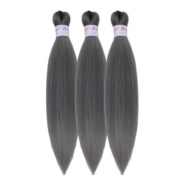 Grey Braiding Hair Pre Stretched 16 Inch Braiding Hair Short Synthetic Box Braids Hair for Braiding