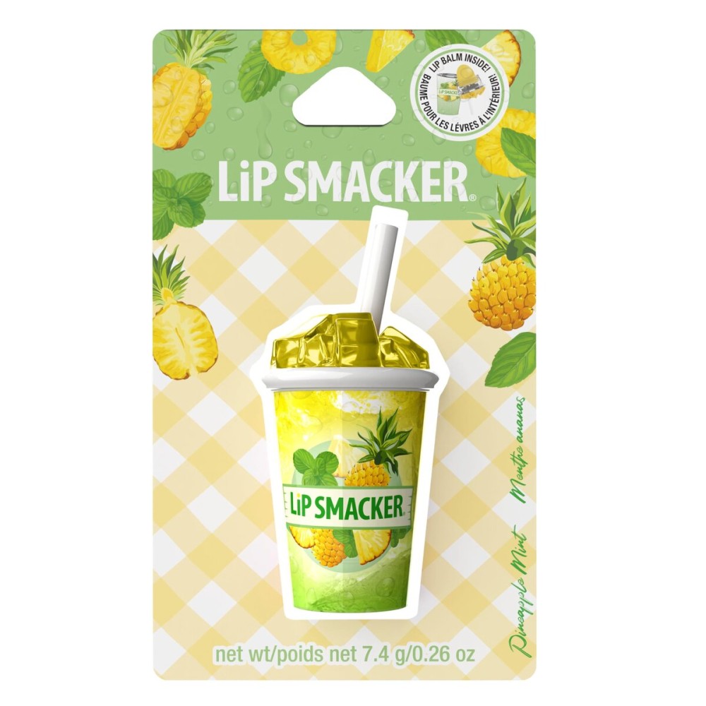 Lip Smacker Summer Refresher Lip Balm, Moisturizing, Collectible Beverage Cup Design, Sheer Finish for Smooth Lips - Pineapple Mint