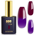 YTD Likomey Color Changing Gel Nail Polish,15ml Purple To Dark Wine Red Mood Temperature Change Colors Fall Winter Thermal Ombre Salon Quality Manicure UV Nail Varnish,HEMA Free TPO Free,WB502