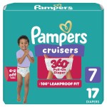 Pampers Diapers - Cruisers 360 - Size 7, 17 Count, Babyproof up to 100% Leakproof Pull-On Diaper (Packaging May Vary)