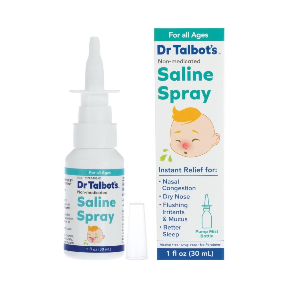 Dr. Talbot\'s Baby Saline Spray for Nasal Congestion, Dry Nose, and Mucus Flushing Relief - 1 fl oz - Gentle Pump Mist for All Ages