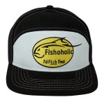 Fishoholic Snapback Baseball Fishing Hat - Mesh Trucker Fishing Gift for Dad Father Blackyellow