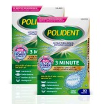 Polident 3 Minute Antibacterial Dental Appliance Cleanser Tablets, 90 Count (2 Pack)