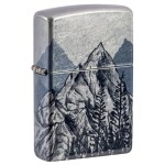 Zippo Mountain Sketch Design 540 Tumbled Chrome Pocket Lighter