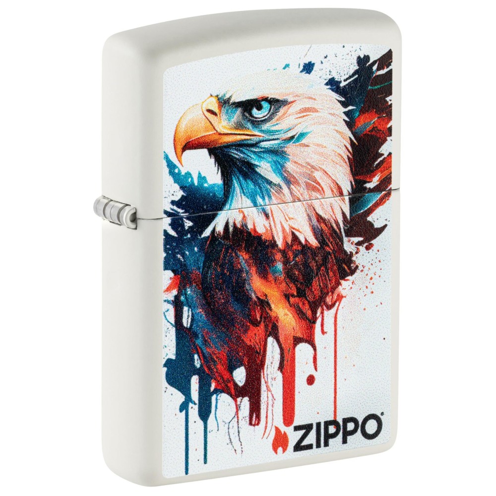 Zippo Painted Eagle Design White Matte Pocket Lighter