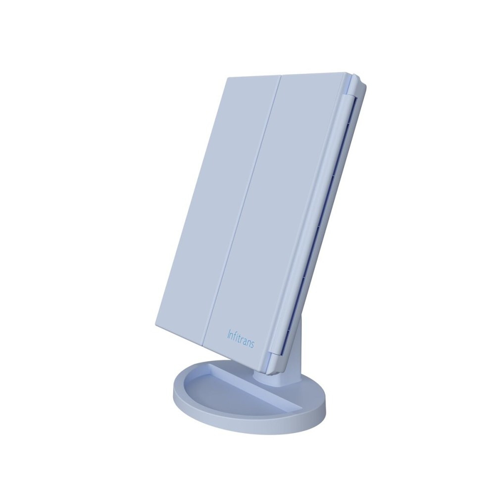 Infitrans Trifold Makeup Mirror Vanity Mirror with Lights,1X 2X 3X Magnification,Touch Screen,180 Adjustable Rotation,Portable Travel Bathroom Cosmetic Mirror