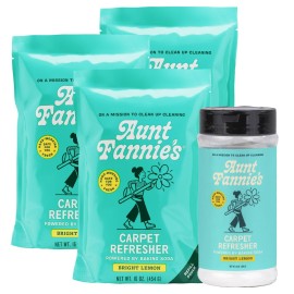 Aunt Fannie\'s Carpet Bundle, Includes One 16 oz Carpet Refresher Shaker and Three Refills, Bright Lemon Scent, Pack of 4
