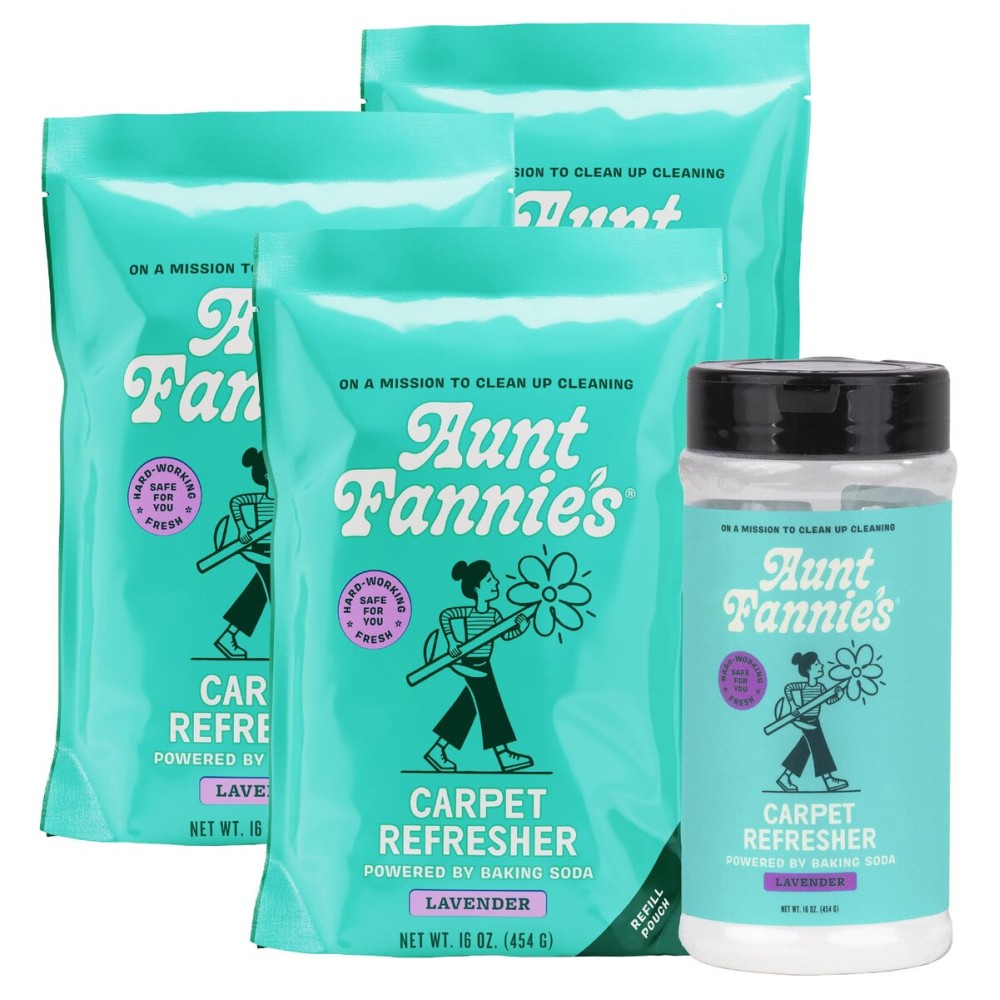 Aunt Fannie\'s Carpet Bundle, Includes One 16 oz Carpet Refresher Shaker and Three Refills, Lavender Scent, Pack of 4