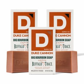 Duke Cannon Big Brick Bar Soap for Men 3-Pack - Extra Large Bars - American Bourbon Scent - Natural Men\'s Body Cleansing Bar - USA-Made with Global Materials, Long-Lasting Exfoliating Soap -10 oz