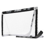 Franklin Sports NHL LA Kings Mini Hockey Set - Kids Indoor Knee Hockey Goal, Ball, + 2 Mini Hockey Stick Combo Set - Youth NHL Team Indoor Toy Knee Hockey Sets - NHL Official - Ages 3+