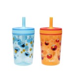 Zak Designs Sesame Street Kelso Toddler Tumblers For Travel or At Home, 15oz 2-Pack Durable Plastic Sippy Cups With Leak-Proof Design is Perfect For Kids (Elmo and Cookie Monster)