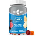 One A Day Mens 50+ Daily Essentials Multivitamin Gummies, Multivitamin for Men Over 50, Fruit Medley Flavor, 120 Gummies