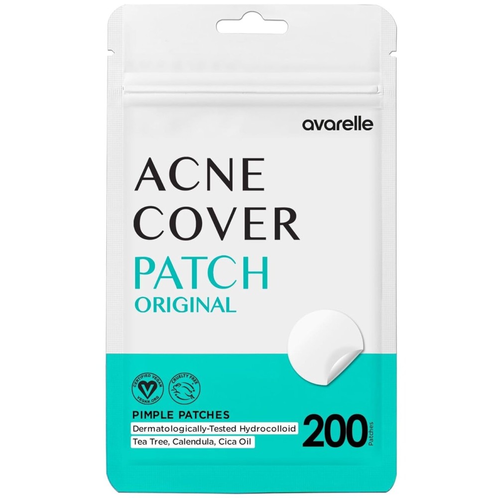 AVARELLE Pimple Patches for Face | Hydrocolloid Acne Patches for Covering Blemishes | Zit Patches with Tea Tree, Calendula, & Cica | HSA Store Eligible Items (10-14 mm, 200, Count)