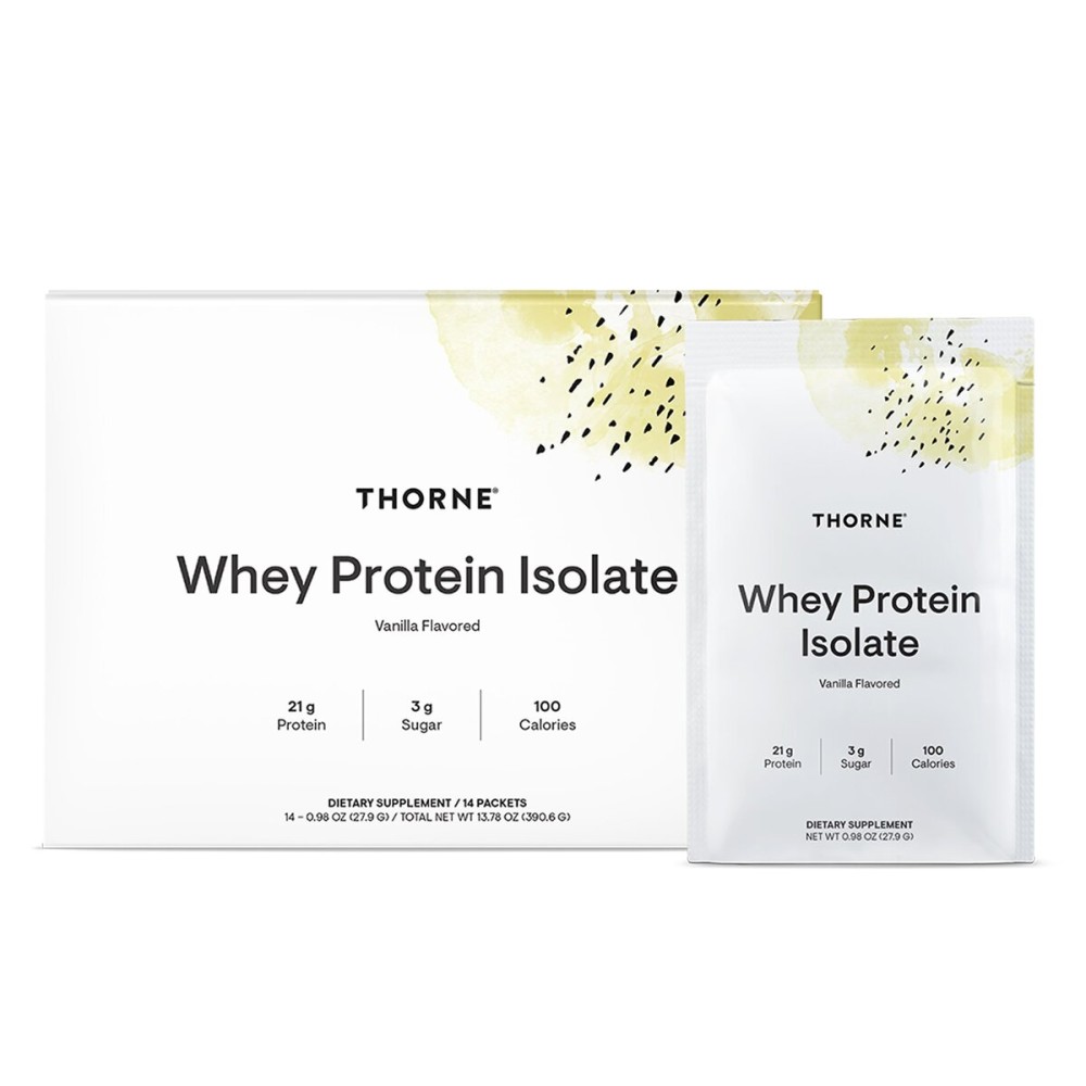 THORNE - Whey Protein Isolate - 21 Grams of Easy-to-Digest Whey Protein Powder - NSF Certified for Sport - Vanilla - 13.79 Ounces - 14 Packets