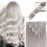 LORIEN Silver Grey Clip in Hair Extensions Real Human Hair Clip ins Remy Human Hair Clip in Extensions Invisible Natural Straight Seamless Clip on Hair Extensions 8pcs Double Weft 18 Inch 100g
