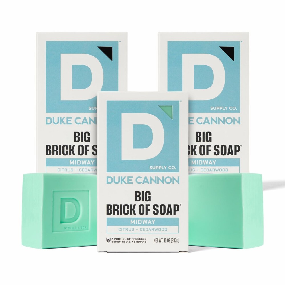 Duke Cannon Supply Co. Extra Large Bar Soap Bundle - Men\'s Natural Bar Soap with Masculine Scents - All Skin Types - Big Brick of Soap - 3 Pack - Midway,10 oz (3 Pack)