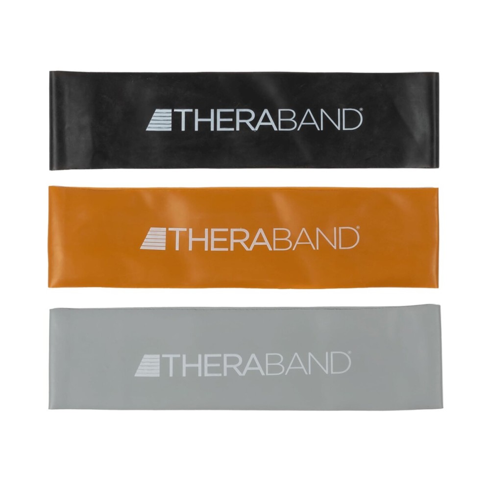 THERABAND Professional Resistance Band Loops Durable Resistance for Strength and Flexibility Exercises, Pilates, Yoga, Stretching, and Physical Therapy, 12 Continuous Loops (Black, Silver, Gold)