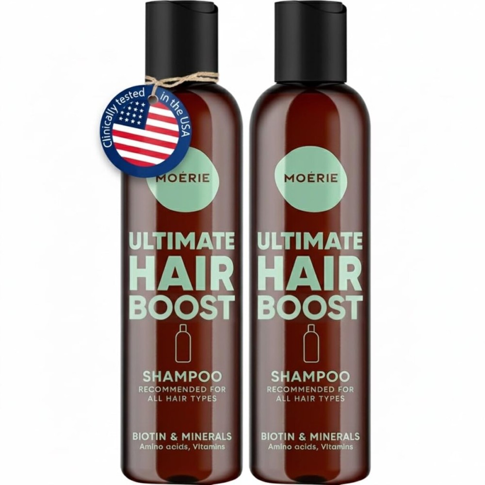 Moerie Ultimate Hair Growth Shampoo - For Longer, Thicker, Fuller Hair - Vegan Friendly Volumizing Hair Products - Paraben & Silicone Free - All Hair Types - Reverse Hair Loss - 8.45 fl oz, Double Set