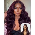 UNICE Bye Bye Knots 7x5 Pre Cut Lace Front Glueless Wig Black Cherry Layered Wig Straight Human Hair Put on and Go Wig Pre Plucked Natural Hairline Bleached Invisible Knots 180% Density 24 Inch