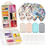 4 Pack 14 Grids Travel Pill Organizer Box with 830-Pcs(2 Set) Medicine Name Labels - Pocket Daily Pharmacy Case Container Kit - Travel Medication Holder Dispenser for Fish Oil Vitamin Supplement