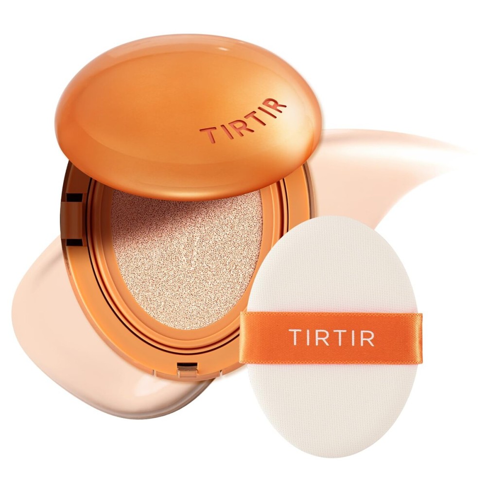 TIRTIR Mask Fit Ai Filter Cushion Foundation | AI-Like Semi-Matte Finish - Up to 72-Hour Medium to Full Coverage Korean BB Cushion Make up Beauty, 15C Pear Porcelain, 0.63 Fl Oz