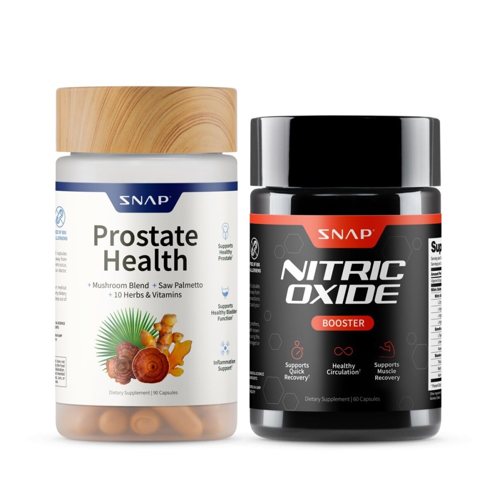 Snap Supplements Prostate Health & Nitric Oxide Supplement Bundle for Men, 90 + 60 Vegetarian Capsules (1 Month Supply)