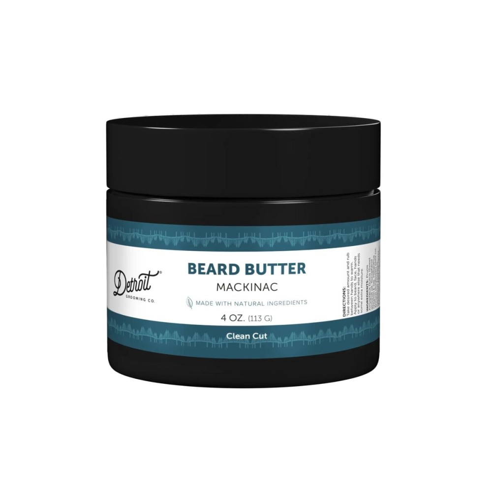 Detroit Grooming Co. Beard Butter for Men | Softens, Thickens & Hydrates with Safflower Oil & Shea Butter | Mackinac Scent, 4oz