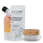 Azuna Air Freshener & Odor Eliminator for Strong Odor | 1 Room Kit Includes (1) Empty Luxe Glass Jar & 8oz Refill with Tea Tree Essential Oil Gel | Simply Citrus | Last 60-90 Days