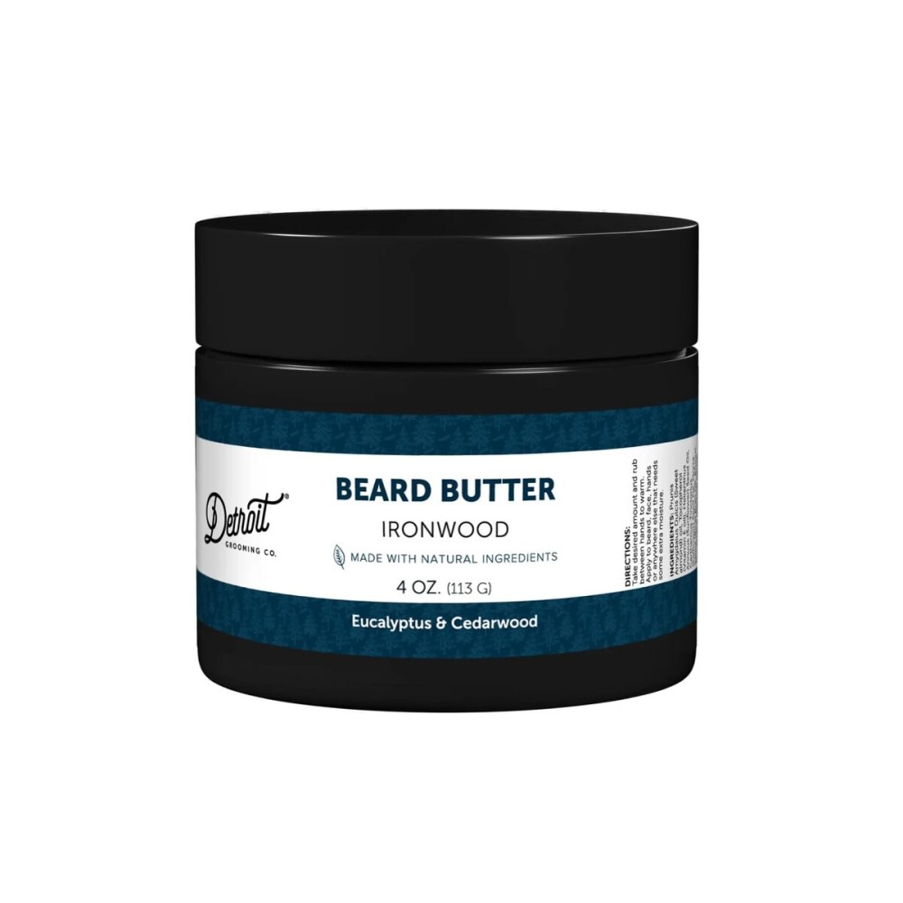 Detroit Grooming Co. Beard Butter for Men | Softens, Thickens & Hydrates with Safflower Oil & Shea Butter | Ironwood Scent, 4oz