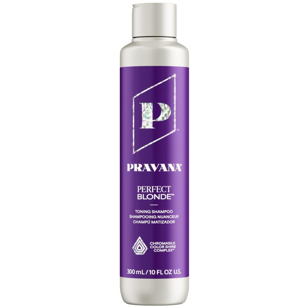 Pravana The Perfect Blonde Purple Toning Shampoo | Neutralizes Brassy, Yellow Tones | For Color-Treated Hair | Chromasilk Enhances Shine & Protection | Vegan, Paraben & Sulfate Free | 10 Fl Oz