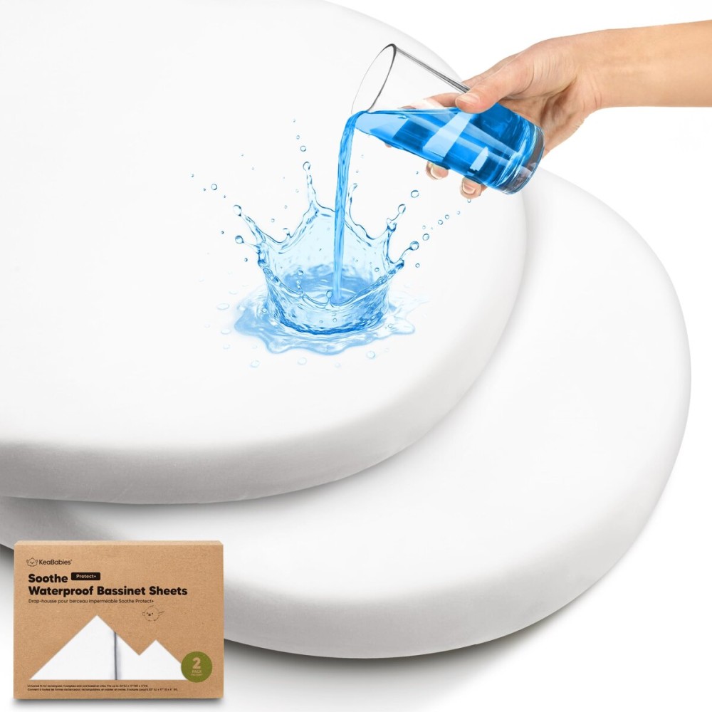 2-Pack Organic Bassinet Sheets for Girls, Boys - 100% Cotton Bassinet Mattress Sheets Compatible with Halo Bassinest Swivel Sleeper,Graco,Baby Delight,Chicco,Unisex Fitted Bassinet Sheets(Soft White)