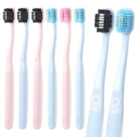 Oralphi Soft Toothbrushes for Morning Freshness & Night Cleanliness, 10000+ Soft Bristle Toothbrush for Sensitive Gums, Charcoal & Silver Ions, Triple-Layer Flossing Bristles, Angled Neck Design