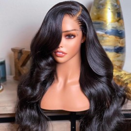BEEOS 13x6 SKINLIKE Real HD Lace Front Wig, Ultra-fitted Cap Structure Body Wave Pre-Plucked Bleached Knots 180% Density Natural Color Human Hair Invisible HD Lace 20 Inch