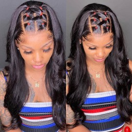 BEEOS 5x5 SKINLIKE Real HD Lace Closure Wig, 250% Density Pre-Plucked Bleached Knots 0.10mm Ultra-thin Invisible HD Lace 24 Inch Body Wave Human Hair Wigs