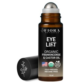 Organic Castor Oil and Frankincense Roll On - 100% Pure Hexane Free Eye Oil for Under Eye, Reduces Wrinkles, Dark Circles & Puffiness, Frankincense Essential Oil for Face Roller by Fiora Naturals