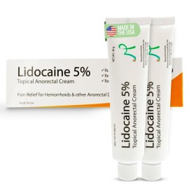 MOHNARK Maximum Strength 5% Lidocaine Hemorrhoid Treatment Cream for External and Internal Hemorrhoids Treatment Burn Itch Pain Relief Topical Anorectal Cream - 30 Gram Tube Made in USA 2PK