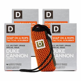 Duke Cannon Tactical Scrubber Soap Pouch - U.S. Military-Grade, Coarse and Soft Mesh, 550 Paracord, Shower Hygiene Essential for Men\'s Bar Soap - 4 Pack