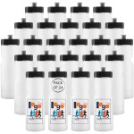 50 Strong Custom Sports Water Bottles 24-Pack - Bulk Personalized Reusable 22 oz BPA-Free Plastic Bottles with Pull Top Cap - Made in USA - Customize Your Text & Logo - Promo Bottle