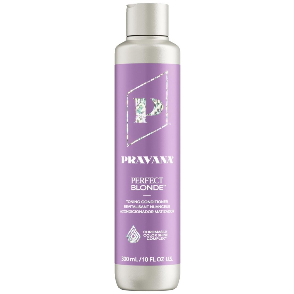 Pravana The Perfect Blonde Purple Toning Conditioner | Neutralizes Brassy, Yellow Tones | For Color Treated Hair | Chromasilk Enhances Shine & Protection | Vegan, Paraben & Sulfate Free | 10 Fl Oz