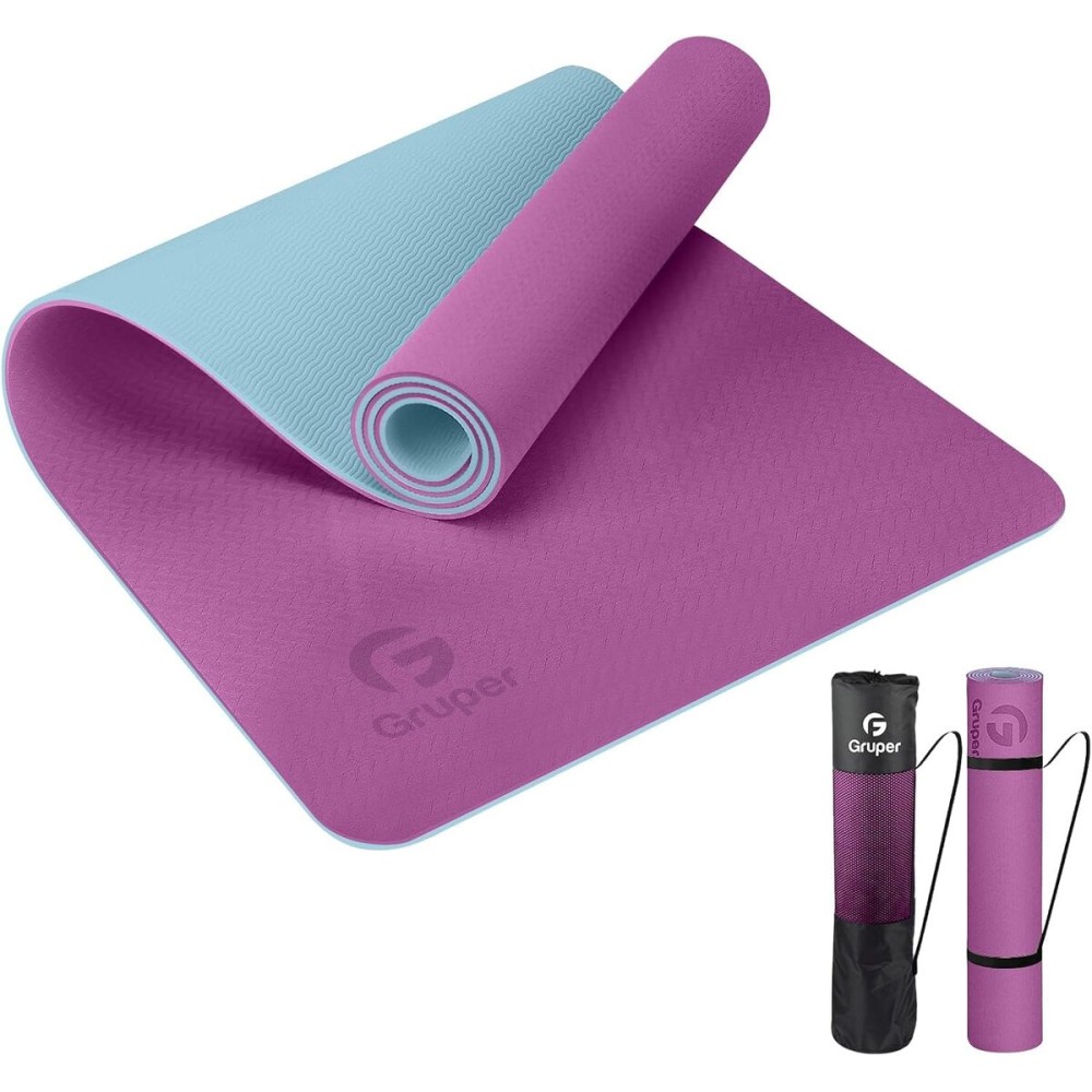 Yoga Mat Non Slip, Eco Friendly Fitness Exercise Mat with Carrying Strap,Pro Yoga Mats for Women,Workout Mats for Home, Pilates and Floor Exercises (Purple/Teal, Thickness-8mm)