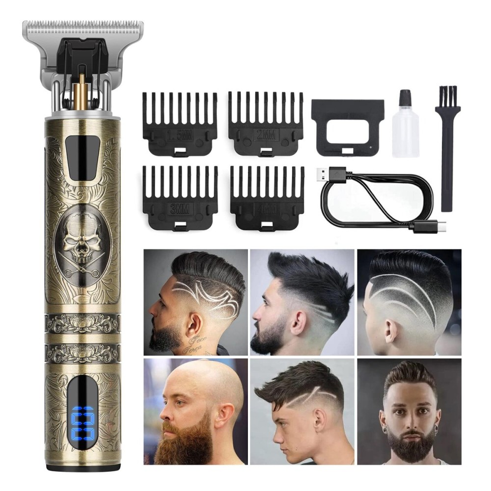 candyfouse Professional Hair Clippers for Men, Cordless Rechargeable Beard Trimmer with LCD Display Cutting Grooming Kit, USB Type-C Charging, Shaver Gifts