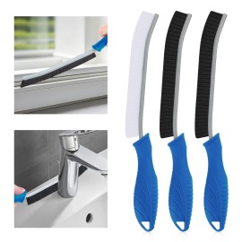 TQRR Hard Bristle Crevice Cleaning Brush-Thin Gap Scrub Brush, Small Cleaning Brush, Grout Brush, Kitchen Brush, Cleaning Tools for Toilet, Bathroom, Sink, Home, Household, Window (3, Lichen Blue)