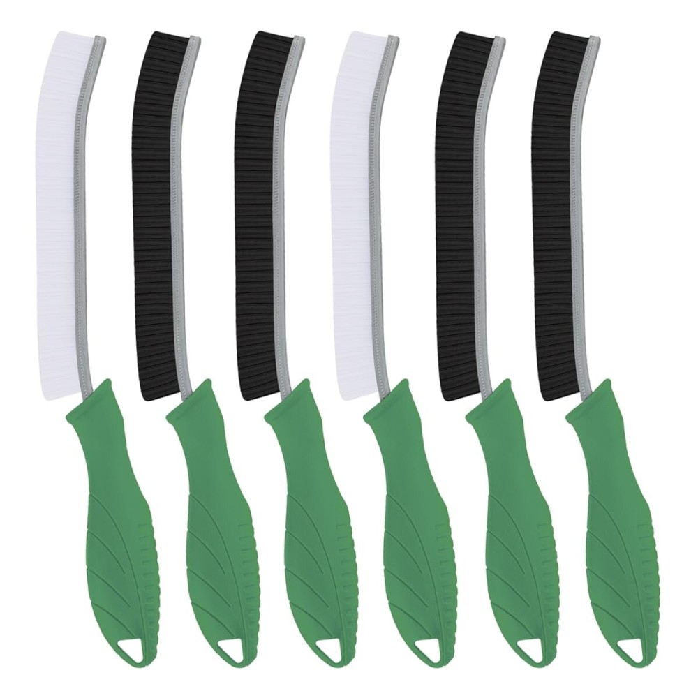 TQRR Hard Bristle Crevice Cleaning Brush-Thin Gap Scrub Brush, Small Cleaning Brush, Grout Brush, Kitchen Brush, Cleaning Tools for Toilet, Bathroom, Sink, Home, Household, Window (6, Green)