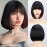 WERD Short Bob Black Wig with Bangs Synthetic Hair for Women mixed Black Red Highlights Wigs for Cosplay Party Daily Halloween